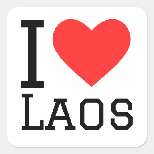 Ik hou van Laos Vierkante Sticker (Voorkant)