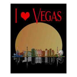 Ik hou van Las Vegas Skyline Sunrise Souvenir Perfect Poster