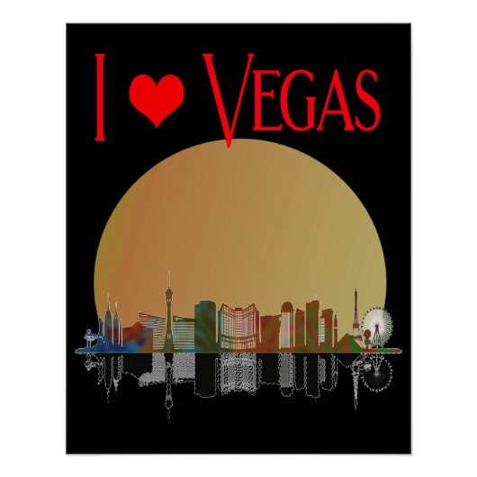 Ik hou van Las Vegas Skyline Sunrise Souvenir Perfect Poster (Voorkant)