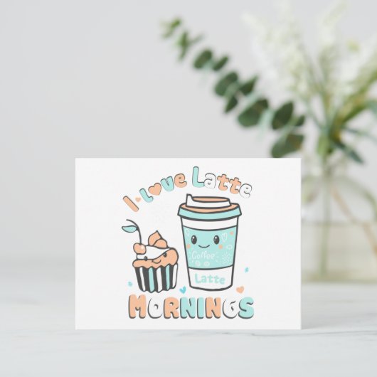 Ik hou van Latte Mornings Aankondigingskaart (Staand voorkant)