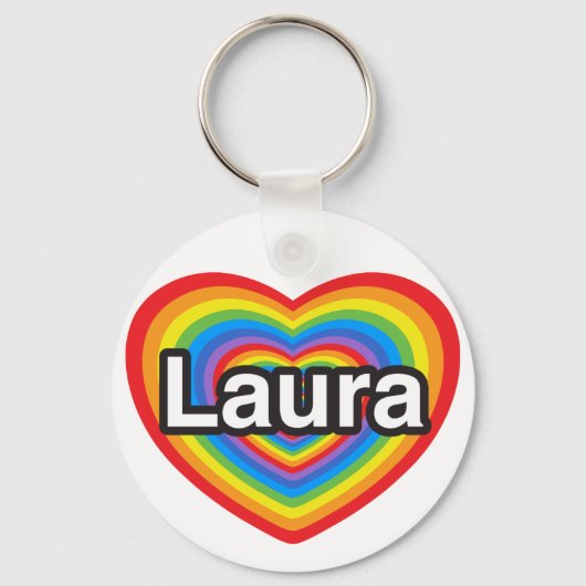 Ik hou van Laura. Ik hou van je Laura. Hart Sleutelhanger (Voorkant)