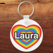 Ik hou van Laura. Ik hou van je Laura. Hart Sleutelhanger (Voorkant)
