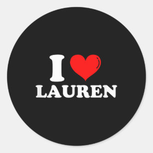 Ik hou van Lauren I Heart Lauren Voornaam Lauren J Ronde Sticker