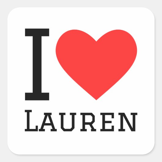 Ik hou van Lauren Vierkante Sticker (Voorkant)