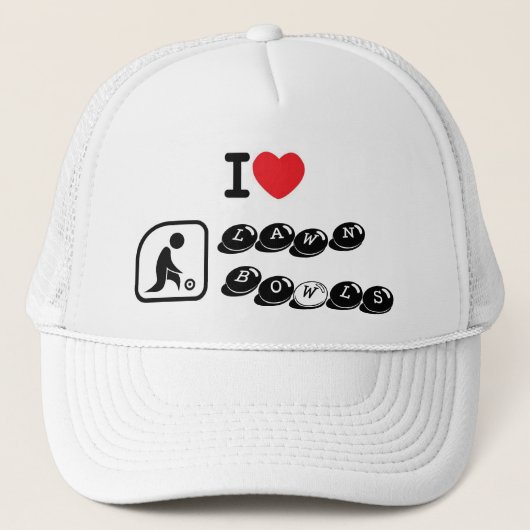 Ik hou van Lawn Bowls Trucker Pet (Voorkant)