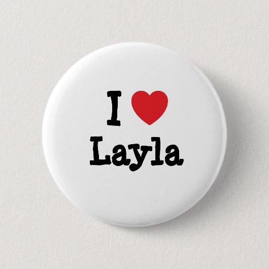 Ik hou van Layla hart T-Shirt Ronde Button 5,7 Cm (Voorkant)