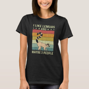 Ik hou van lemuren en misschien 3 mensen Retro 60s T-shirt