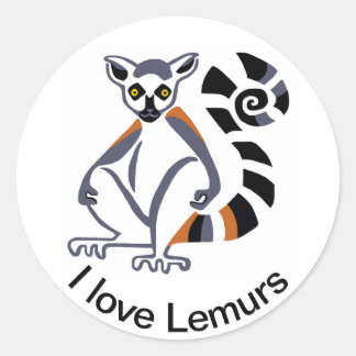 Ik hou van LEMURS - Wildlife - Primaat - Madagaska Ronde Sticker