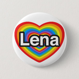 Ik hou van Lena. Ik hou van je Lena. Hart Ronde Button 5,7 Cm