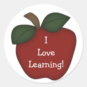Ik hou van leren!-Red Apple Ronde Sticker