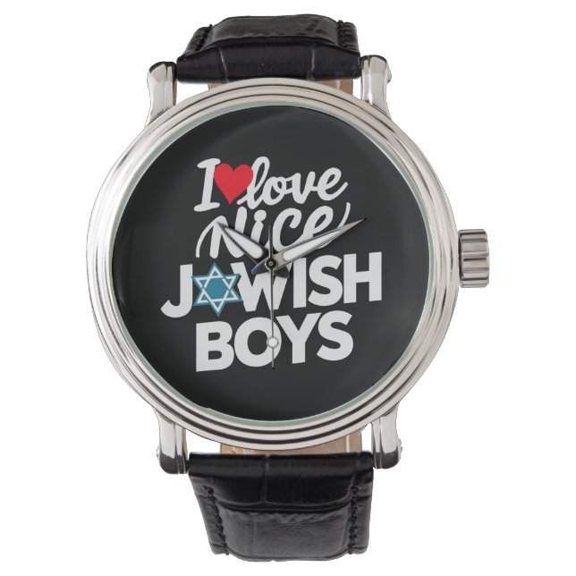 Ik hou van leuke joodse jongens joden Hebreeën Cha Horloge (Voorkant)