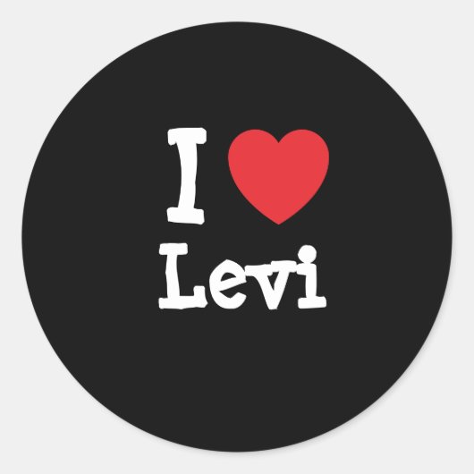 Ik hou van Levi hart op maat gepersonaliseerd Ronde Sticker (Voorkant)