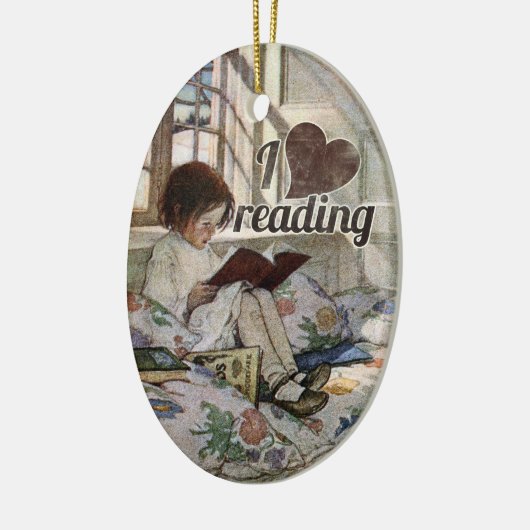 Ik hou van lezen keramisch ornament (Links)