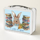 Ik hou van lezen - Konijn metalen lunchbox (Achterkant)