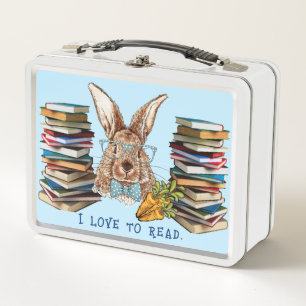 Ik hou van lezen - Konijn metalen lunchbox