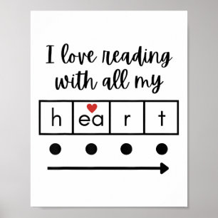 Ik hou van lezen met mijn hele hart wetenschap ler poster