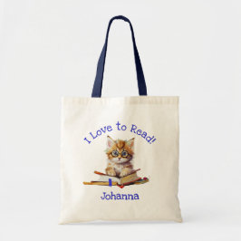 Ik hou van lezen met Schattigee kitten Tote Bag