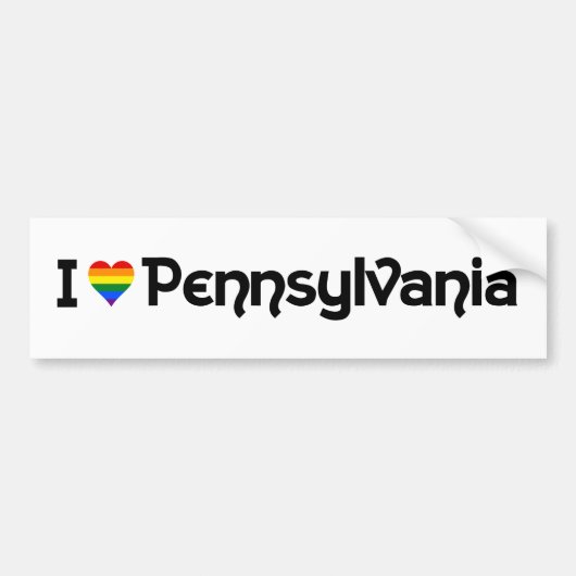 Ik hou van LGBT Pennsylvania State Bumpersticker (Voorkant)
