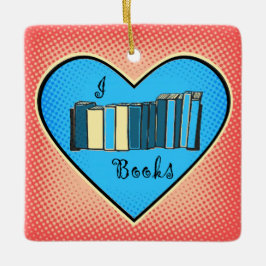 Ik hou van (Liefde) Boeken- Boekliefhebber Kerstmi Keramisch Ornament