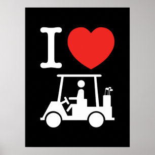 Ik hou van (liefde) golfkar poster