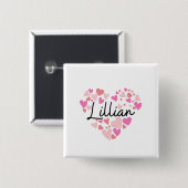 Ik hou van Lillian Vierkante Button 5,1 Cm (Voorkant /achterkant)