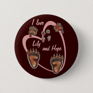 Ik hou van Lily en Hope Pin Ronde Button 5,7 Cm