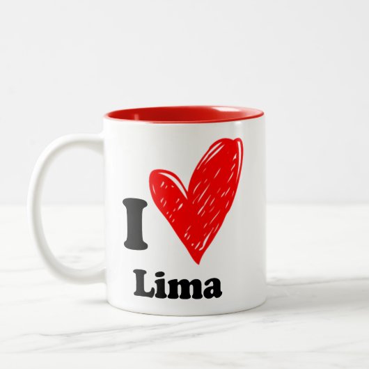 Ik hou van Lima Tweekleurige Koffiemok (Links)