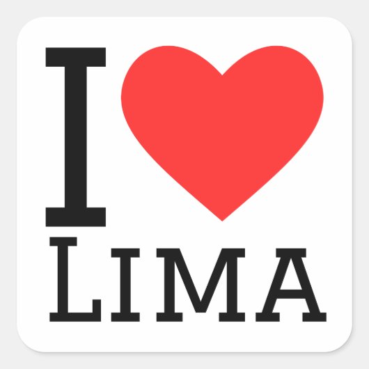 Ik hou van lima vierkante sticker (Voorkant)