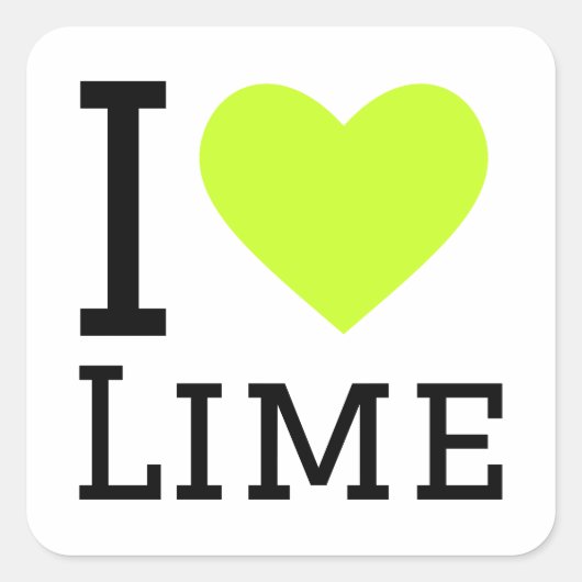 Ik hou van limoen vierkante sticker (Voorkant)