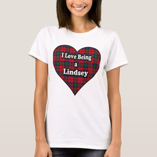 Ik hou van Lindsey Clan Lindsay Tartan T-shirt (Voorkant)
