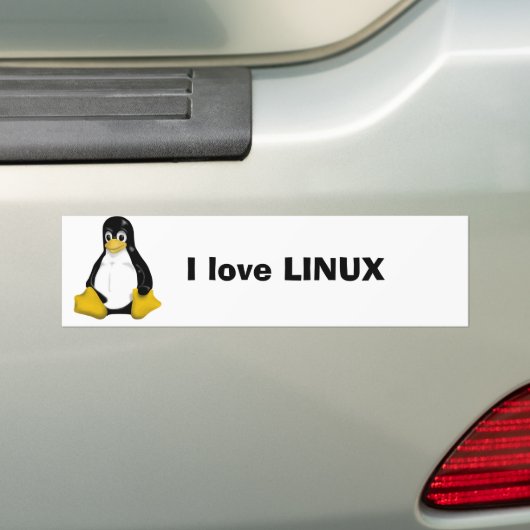 Ik hou van LINUX Bumpersticker (Op auto)