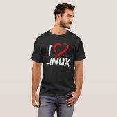 Ik hou van Linux met Hart Pinguïn Tux Open Source T-shirt (Voorkant volledig)