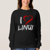 Ik hou van Linux met Hart Pinguïn Tux Open Source Trui (Voorkant)
