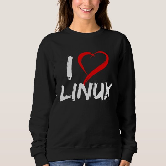 Ik hou van Linux met Hart Pinguïn Tux Open Source Trui (Voorkant)