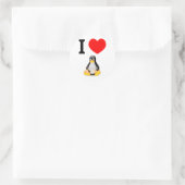 Ik hou van Linux Ronde Sticker (Tas)