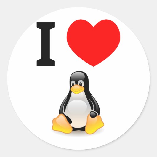 Ik hou van Linux Ronde Sticker (Voorkant)