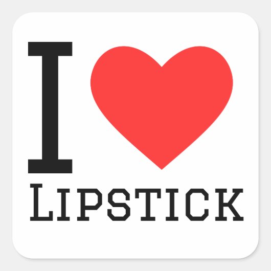 Ik hou van lippenstift vierkante sticker (Voorkant)