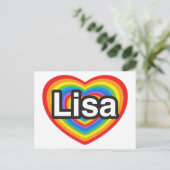 Ik hou van Lisa. Ik hou van je Lisa. Hart Briefkaart (Staand voorkant)