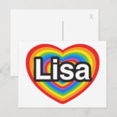 Ik hou van Lisa. Ik hou van je Lisa. Hart Briefkaart (Voorkant / Achterkant)