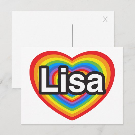 Ik hou van Lisa. Ik hou van je Lisa. Hart Briefkaart (Voorkant / Achterkant)