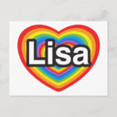 Ik hou van Lisa. Ik hou van je Lisa. Hart Briefkaart (Voorkant)