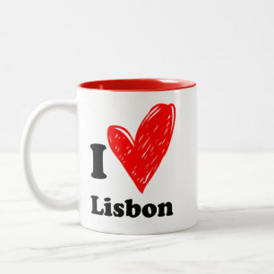 Ik hou van Lissabon Tweekleurige Koffiemok