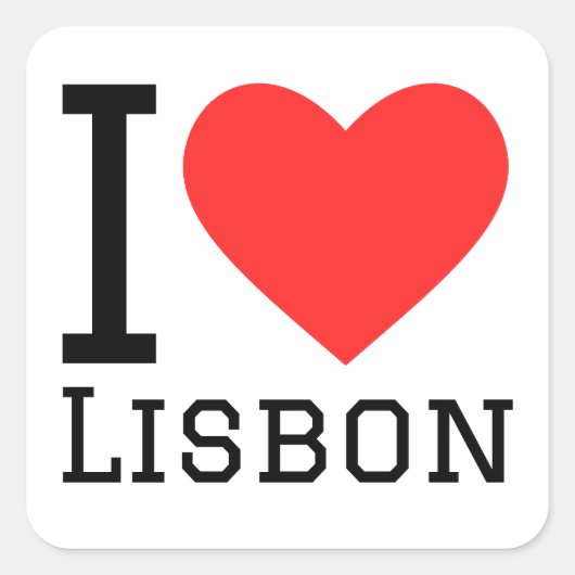 Ik hou van Lissabon Vierkante Sticker (Voorkant)
