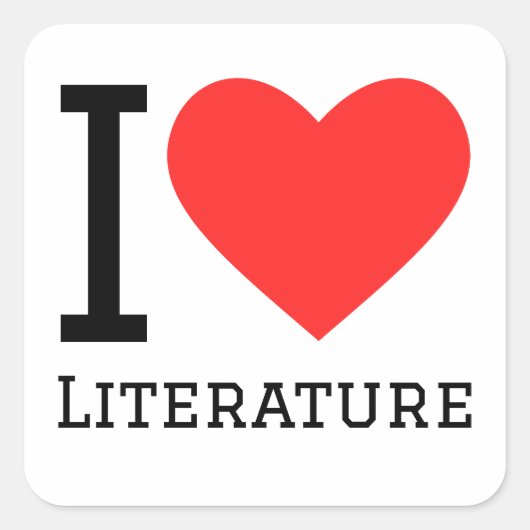 Ik hou van literatuur vierkante sticker (Voorkant)