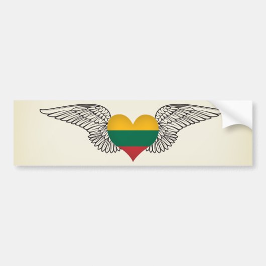 Ik hou van Litouwen - vleugels Bumpersticker (Voorkant)