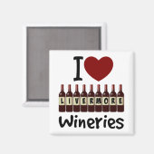 Ik hou van Livermore Wineries Hart en wijnflessen Magneet (Voorkant / Achterkant)