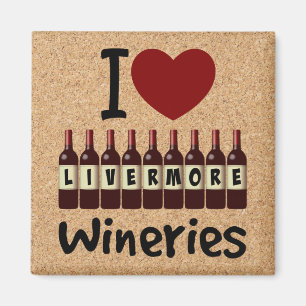 Ik hou van Livermore Wineries Hart en Wijnglazen Magneet