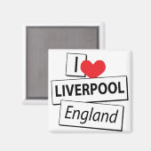 Ik hou van Liverpool Engeland Magneet (Voorkant / Achterkant)