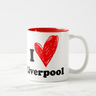 Ik hou van Liverpool Tweekleurige Koffiemok
