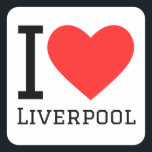 Ik hou van Liverpool Vierkante Sticker<br><div class="desc">Ik hou van Liverpool,  voor de liefhebbers van Engeland</div>